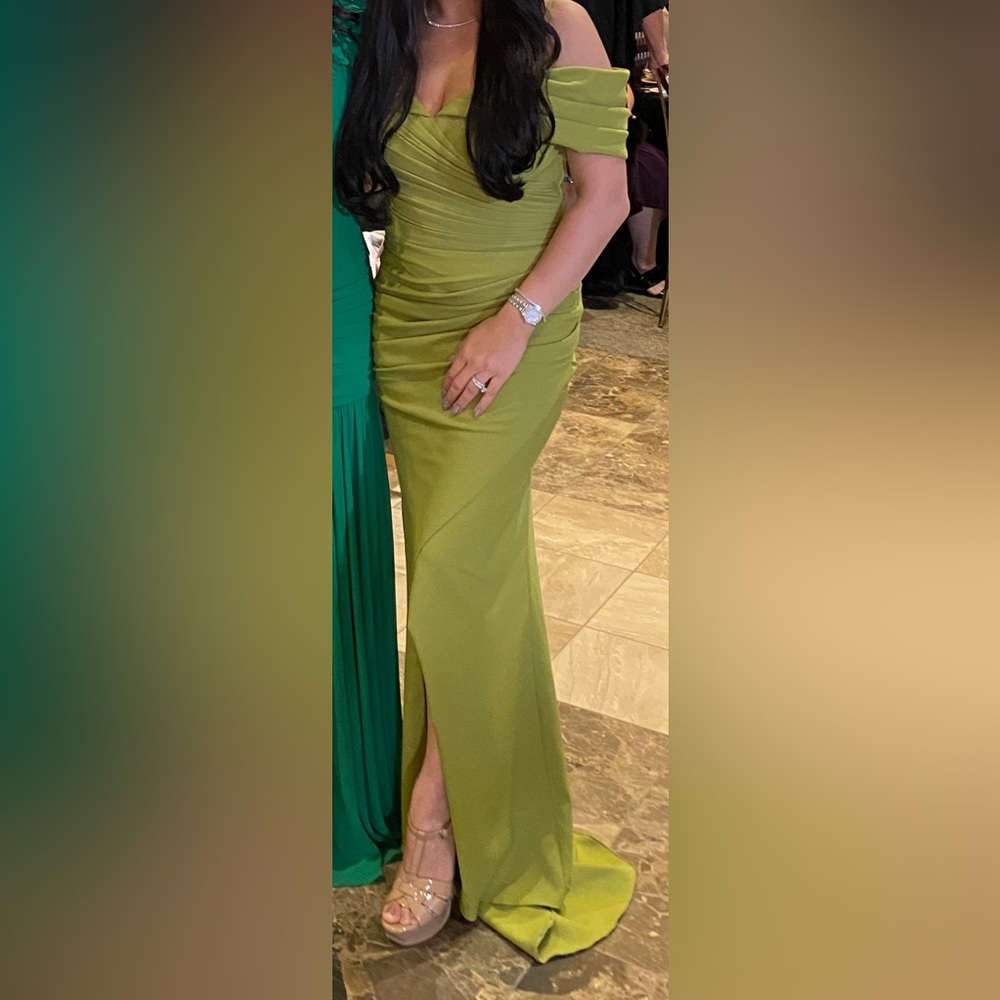 Like green off shoulder gown size 40 worn once to a wedding